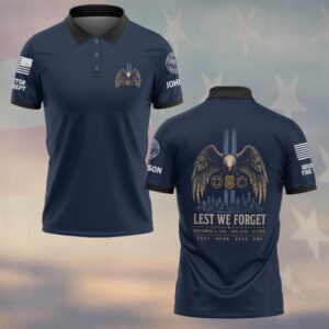 Custom Name & Department First Responders 9/11 25 Years Anniversary Lest We Forget #DQH0838 - Polo