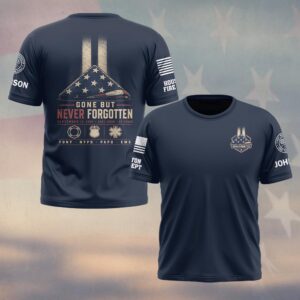 Custom Name & Department First Responders 9/11 25 Years Anniversary Gone But Never Forgotten #DQH0839 - T-shirt