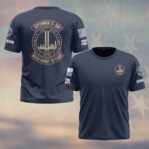 Custom Name & Department First Responders 9/11 25 Years Anniversary Honor And Remember #DQH0842 - T-shirt