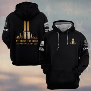 Custom Name & Department First Responders 9/11 25 Years Anniversary We Carry The Light #DQH0843  - Hoodie