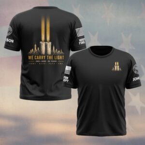 Custom Name & Department First Responders 9/11 25 Years Anniversary We Carry The Light #DQH0843  - T-shirt