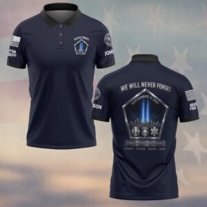Custom Name & Department First Responders 9/11 25 Years Anniversary We Will Never Forget #DQH0844 - Polo