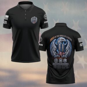 Custom Name & Department First Responders 9/11 25 Years Anniversary Held In The Wings Of A Nation #DQH0849  - Polo