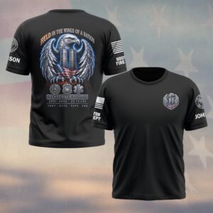 Custom Name & Department First Responders 9/11 25 Years Anniversary Held In The Wings Of A Nation #DQH0849  - T-shirt