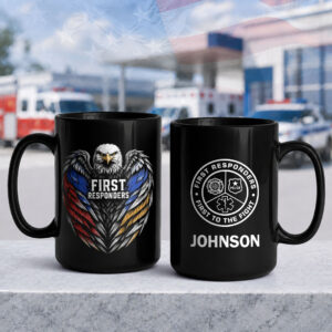 Custom Name Eagle First Responders #DEP007 - Black Mug 15oz