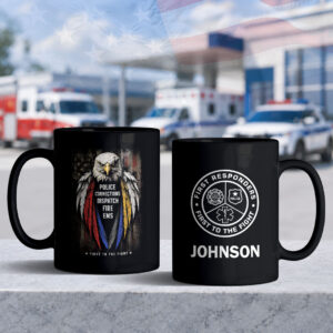 Custom Name Eagle First Responders #DEP008 - Black Mug