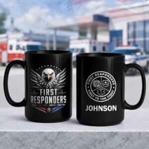Custom Name Eagle First Responders #DEP009 - Black Mug 15oz