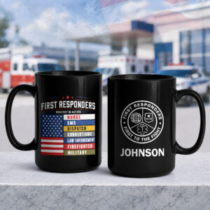 Custom Name First Responders #DEP010 - Black Mug 15oz