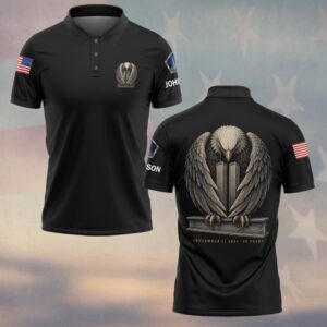 Custom Name 9/11 25 Years Anniversary Weeping Eagle #DQH0852 - Polo