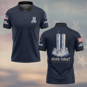 Custom Name 9/11 25 Years Anniversary Never Forget Twin Towers #DQH0856 - Polo