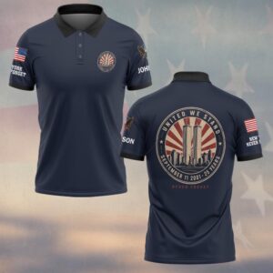 Custom Name 9/11 25 Years Anniversary United We Stand Memorial Seal #DQH0857 - Polo