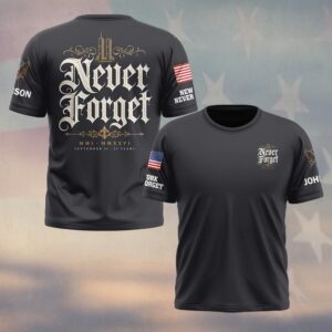 Custom Name 9/11 25 Years Anniversary Never Forget MMI MMXXVI #DQH0861 - T-shirt