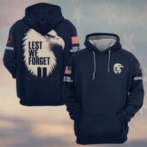 Custom Name 9/11 25 Years Anniversary Lest We Forget Eagle #DQH0863 - Hoodie