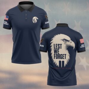 Custom Name 9/11 25 Years Anniversary Lest We Forget Eagle #DQH0863 - Polo