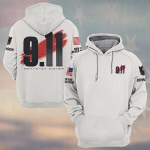 Custom Name 9/11 25 Years Anniversary Never Forget 9.11 Bold Numerals #DQH0864 - Hoodie
