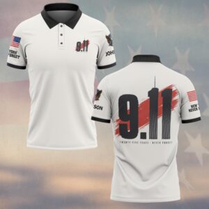 Custom Name 9/11 25 Years Anniversary Never Forget 9.11 Bold Numerals #DQH0864 - Polo