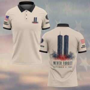 Custom Name 9/11 25 Years Anniversary Never Forget Watercolor Towers #DQH0867 - Polo