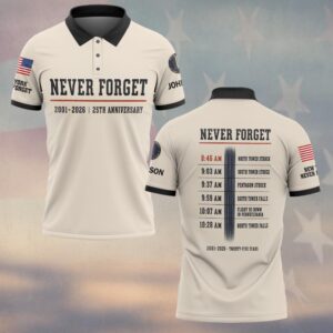 Custom Name 9/11 25 Years Anniversary Never Forget Timeline Of That Morning #DQH0870 - Polo