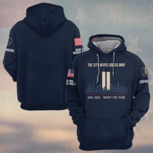 Custom Name 9/11 25 Years Anniversary The City Never Look Away #DQH0873 - Hoodie