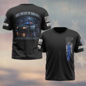 Custom Name & Station While You Sleep We Stand Watch Patrol Car Law Enforcement #DQH0874  - T-shirt