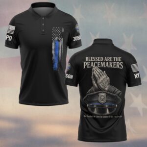 Custom Name & Station Blessed Are The Peacemakers Praying Hands Police Cap Law Enforcement #DQH0878 - Polo
