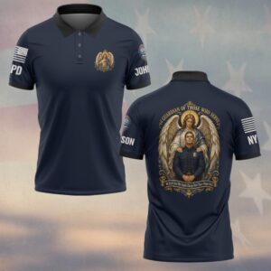 Custom Name & Station Guardian Of Those Who Serve Guardian Angel Over Officer Psalm 91:11 Law Enforcement #DQH0880 - Polo