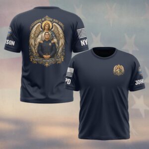 Custom Name & Station Guardian Of Those Who Serve Guardian Angel Over Officer Psalm 91:11 Law Enforcement #DQH0880 - T-shirt