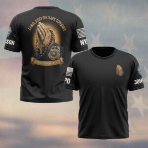 Custom Name & Station Lord Keep Me Safe Tonight Praying Hands A Peace Officer's Prayer Law Enforcement #DQH0883 - T-shirt