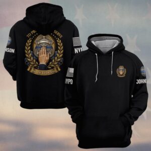 Custom Name & Station To Protect And Serve Sworn To Defend Police Oath Badge Law Enforcement #DQH0884 - Hoodie