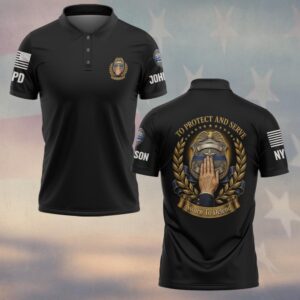 Custom Name & Station To Protect And Serve Sworn To Defend Police Oath Badge Law Enforcement #DQH0884 - Polo
