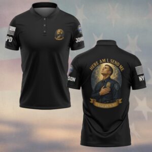 Custom Name & Station Here Am I Send Me Officer Looking To Heaven Isaiah 6:8 Law Enforcement #DQH0885 - Polo