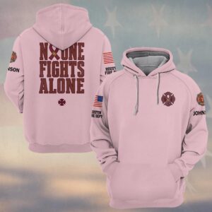 Custom Name & Department No One Fights Alone Early Detection Saves Lives Breast Cancer Awareness Firefighter #DQH0889 - Hoodie