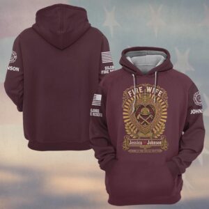 Custom Name & Department Home Is The Second Station Helmet And Crossed Axes In Heart Sunburst Fire Wife #DQH0912  - Hoodie