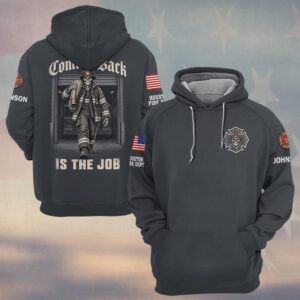 Custom Name & Department Coming Back Is The Job Skeleton Firefighter Walking Out Of Station Bay Firefighter #DQH0949 - Hoodie