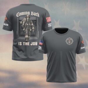Custom Name & Department Coming Back Is The Job Skeleton Firefighter Walking Out Of Station Bay Firefighter #DQH0949 - T-shirt