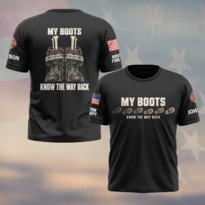Custom Name & Department My Boots Know The Way Back Turnout Boots And Leg Bones Firefighter #DQH0953 - T-shirt