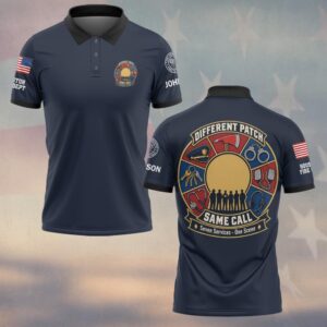 Custom Name & Department Different Patch Same Call Seven Service Tools Emblem Wheel Responder Silhouettes First Responders #DQH0955 - Polo
