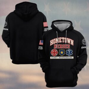 Custom Name & Department Hometown Heroes Collegiate Type Three Service Emblems First Responders #DQH0961 - Hoodie