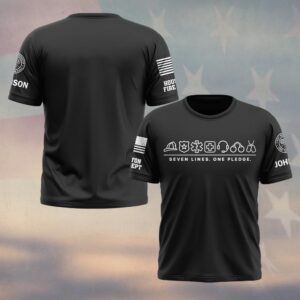 Custom Name & Department Seven Lines One Pledge Seven Service Line Icons First Responders #DQH0971 - T-shirt