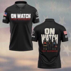 Custom Name & Department On Watch Firefighter Police EMS Back Turned First Responders #DQH0982 - Polo