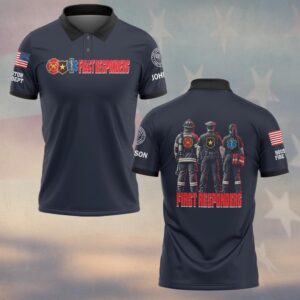 Custom Name & Department First Responders Firefighter Police EMS Standing Back Turned First Responders #DQH0983 - Polo