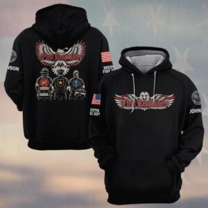 Custom Name & Department First Responders Eagle Wings Over Firefighter Police EMS First Responders #DQH0984  - Hoodie