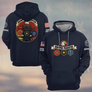 Custom Name & Department Semper Paratus Eagle Seal Firefighter Police EMS First Responders #DQH0985 - Hoodie