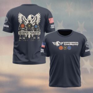 Custom Name & Department Semper Paratus Eagle Wings Over Firefighter Police EMS First Responders #DQH0986 - T-shirt