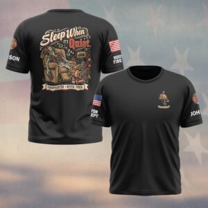 Custom Name & Department Sleep When It's Quiet Skeleton In Recliner Firefighter #DQH0989 - T-shirt