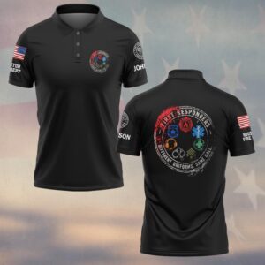 Custom Name & Department Different Uniforms Same Call Distressed Seal Seven Service Emblems First Responders #DQH1011 - Polo