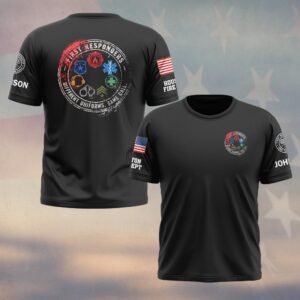 Custom Name & Department Different Uniforms Same Call Distressed Seal Seven Service Emblems First Responders #DQH1011 - T-shirt