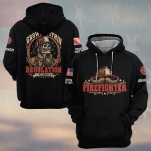 Custom Name & Department Grown Within Regulation Handlebar Moustache Skeleton Oval Seal Firefighter #DQH1012 - Hoodie