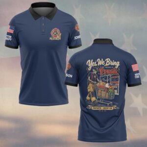 Custom Name & Department Yes We Bring The Whole Truck Grocery Run Skeleton Western Firefighter #DQH1013 - Polo