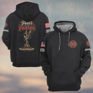 Custom Name & Department Pole's Still Faster Fire Pole Skeleton Western Firefighter #DQH1014 - Hoodie